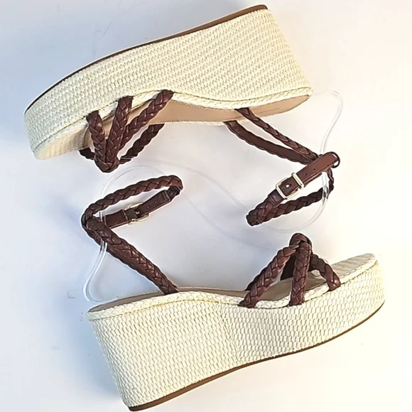 NEW Antonio Melani Lorinna Brown Braided Leather Ankle Strap Platform Sandal - Picture 11 of 16